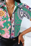 New Summer Vintage Short Sleeve Blouse Women Button Shirt Fashion 25 Styles Striped Floral Leopard Print Tops Clothes