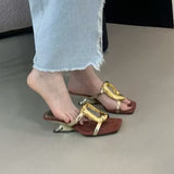 Way With Stylish Cool Slippers Wearing 2025 Summer New Square Toe And High-Heeled Sandals