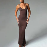Zingj Summer New Temperament Sexy Trend V Collar Back Slim Dress