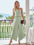 Fashion Casual Women's 2025 New Solid Color Sling Waist Wide Leg