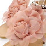 Sandals Three-Dimensional Flower Vacation Shoes Large-Size Sandals 40-43 Laded Flat Sandals