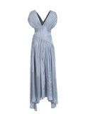 New Fashion Name Yuanfeng High-End Sense V-Neck Waist Drill Waistless Long Dress Women's Autumn And