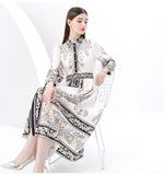 2025 Early Spring Court Wind Clip Single Door Leaning Lantern Sleeve Vintage Printed Long