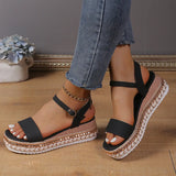 Summer New Pine Cake Dew Sandals With High Heel Lady Fashion Thick Bottom Slope Heel Women's