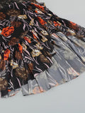 V-Neck Strap Printed Ruffles Midi Dress Summer Elegant Sleeveless Print Asymmetrical Hem Dresses Women Party Evening