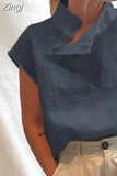Linen Shirts Fashion Oversized Blouses Women Short Sleeve Blusas 2023 Summer Casual Loose Camisas Solid Tunic Tops