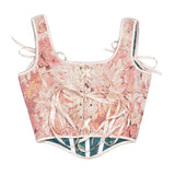 New Oil Painting French Sweet Pink Ink Daisold Half-Breasted Waistcoat Strap Strap Adjustment