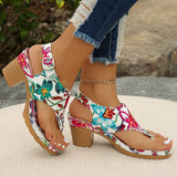 Word Drag Large Code 2025 Summer Flower Embroidered Coarse Heel With Toe High Heels