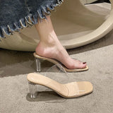 New Summer Transparent Sandals Women With Thick Heel Crystal High Heels Fairy Wind With Cool