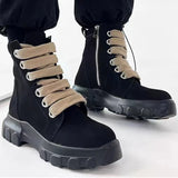 Men's Autumn And Winter Guangzhou Shoes Help The Leather Round Head Thick Sole Height Of The Leisure Shoes With Martin Boots Men's Board