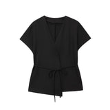 Women's 2025 Summer New Fashion Retro Waist Design Cardigan Top Broad Leg Trousers