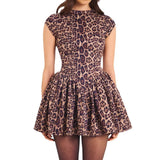 Autumn And Winter New Women's Sexy Bare Back Collar Slimming Leopard Print 100-Fold