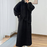 2025 New Middle Eastern Women's Long-Sleeved Hooded Loose Coat Skirt Casual