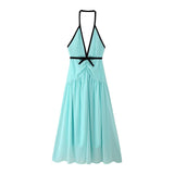 Women's Clothing Explosion Sexy Bumpy Sleeveless Bow Sling