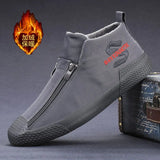 Medium-Term Men's Shoes High-Top Leather Boots Plus Velvet Warm Cotton Shoes Men's Snow Short Boots Tide