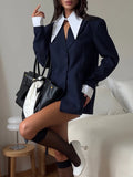 New Fake Two-Piece Spliced Suit Jacket Women Loose Fashion High-End Temperament Out Of The