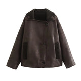 Women's 2025 Spring And Autumn New Casual Fur One-Bried Double-Sided Jacket Jacket