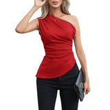Women's Summer Sloping Shoulder Sling Vest Female Elegant Chic Repair Hottie Sleeveless