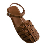 Bag Head Hollow Sandals Women 2025 New Summer Braided Flat Shoes Niche Retro Beach Roman