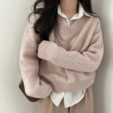 V-Neck Pullover Dark Academia SweaterOutfit