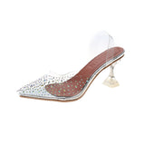 Summer New Korean Version Of Transparent Water Drill Fine Heel Sandals Crystal Shoes Women's High Heels High