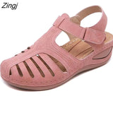 Women Sandals Summer Ladies Comfortable Round Toe Ankle Hollow Sandals Female Soft Sole Shoes Drop shipping Plus Size