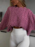 And Winter Lazy Tattered Loose Short Sweater Women's Hair Side To Make Old Brocing Woven Loose Velvet Long-Sleeved