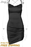 Sexy Backless Spaghetti Strap Women's Mini Dresses Ruched Club Party Fashion Elegant Sleeveless Slim Dress