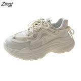 Women Platform Sneakers Leather Casual Ladies Chunky Shoes 2023 White Woman High Black Fashion Brand Thick soled Wedge