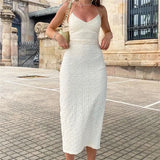 Zingj Ins Fall New Sexy Low Breast V-Neck Hollow Back Hanging Neck Tie Medium Long Slit Dress