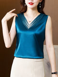 Tank Top Women 2023 Summer Women Clothing White Crop Top Basic Lace Cami Office Lady V-neck Sexy Blouse Soild Womens
