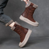 Cowhide Lamb Wool Snow Boots Winter New Maillard Warm And Velvet Boots Thick Bottom