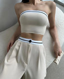 Women's New Hottie Wearing Sports Vest Braids High-Rise Broad-Legged Trousers Casual