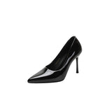 Professional Work Shoes Women's Patent Leather Fine Tip Shoes Sexy Temperament Shoes Not Tired Shallow Women's Singles