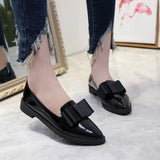 Korean Version Of The Bow Tip Casual Low Single Shoes Women's Flat Base Simple Socket Commuting Women's Leather
