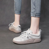 Layer Of Cowhers Casual Lace Handmade Women's Shoes Early Spring New Leather Flat-Solt Sports Wind Soft Sole Single Shoe