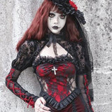 Dark Wind Halloween New Lace Mesh Halter Top Personality Cross Vest