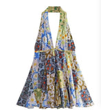 Women's Explosive Print Collar With Bare Back Hanging Neck