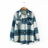 Autumn Women's Wear Urban Leisure Woolen Plaid Shirt