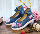 Zingj Increase High Slope Heel Embroidered Cloth Shoes Women Casual Cloth Shoes Single Shoes High