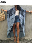 Beach Cover Ups for Swimwear Women Blouse Black Tie Dye Swimsuit Cape Casual Loose 2023Beachwear Outfits