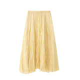 New Wrinkles Effect Solid Color Fan Flute Skirt Skirt