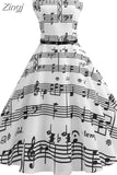 Print Women Summer Dress Hepburn 50s 60s Retro Swing Vintage Dress A-Line Party Dresses With Belt