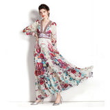And Autumn French Court Style Temperament Thin French Chiffon Mesh Dress Female Big A-Word Print Long