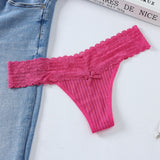Breathable Thread Cotton Splicing Lace T-Shirt Cotton Lace Lace Side Large Size Low-Rise T-Pants Ladies