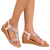 New Flat Bottom Heel Sandals Women Fashion Water Drill Beach Sandals Bohemian Women's