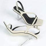 Square Head Transparent 9CM Crystal Heel Hedlier With Heel High-Size