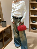 High-Quality Raw A Variety Of Wearing The Annual Love Of Wool Show Thin Soft Skin Knitted Shirt Top Female