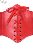 Gothic Dark Lace Up Crop Top Women Corset Belt Slim Cummerbunds PU Leather Top Harness Bustier Tops To Wear Out