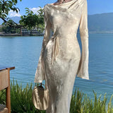 High-End Spring-Style Women's French Retro Court Style Dress In The Long-Tailed